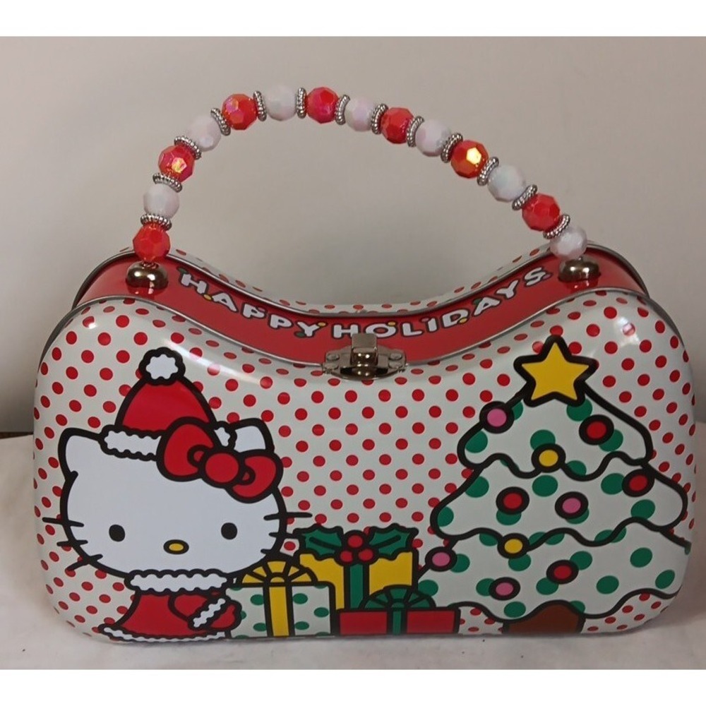 Hello Kitty Carry All Metal Tin Purse Lunch Box Sanrio 2023 Christmas‎